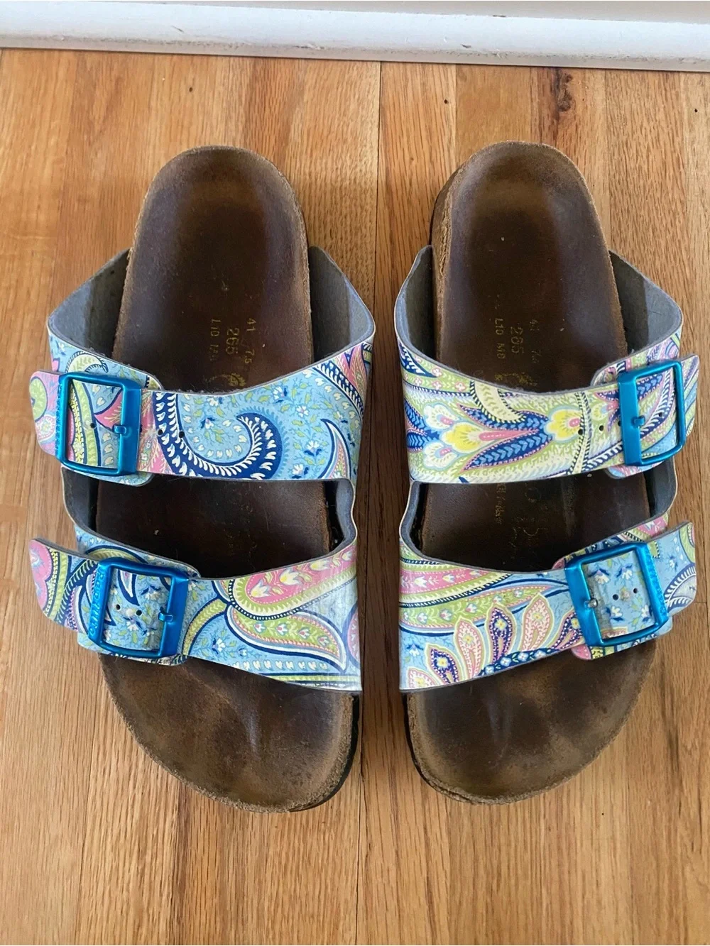 Birkenstock Papillio Arizona Sandals Paisley Blue Pink Size 41 US 8